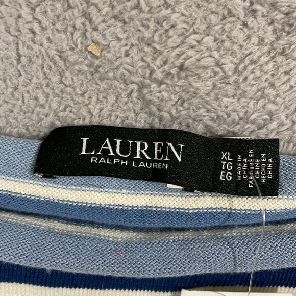 NEW Lauren Ralph Lauren Womens XL Striped Off-The-Should Multi color Crop Top - Picture 5 of 8